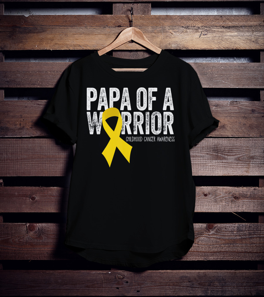 Papa Of A Warrior Childhood Cancer Awareness T-Shirt