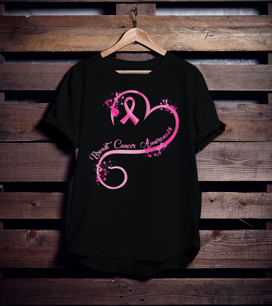 Heart Pink Ribbon Breast Cancer Awareness T-Shirt