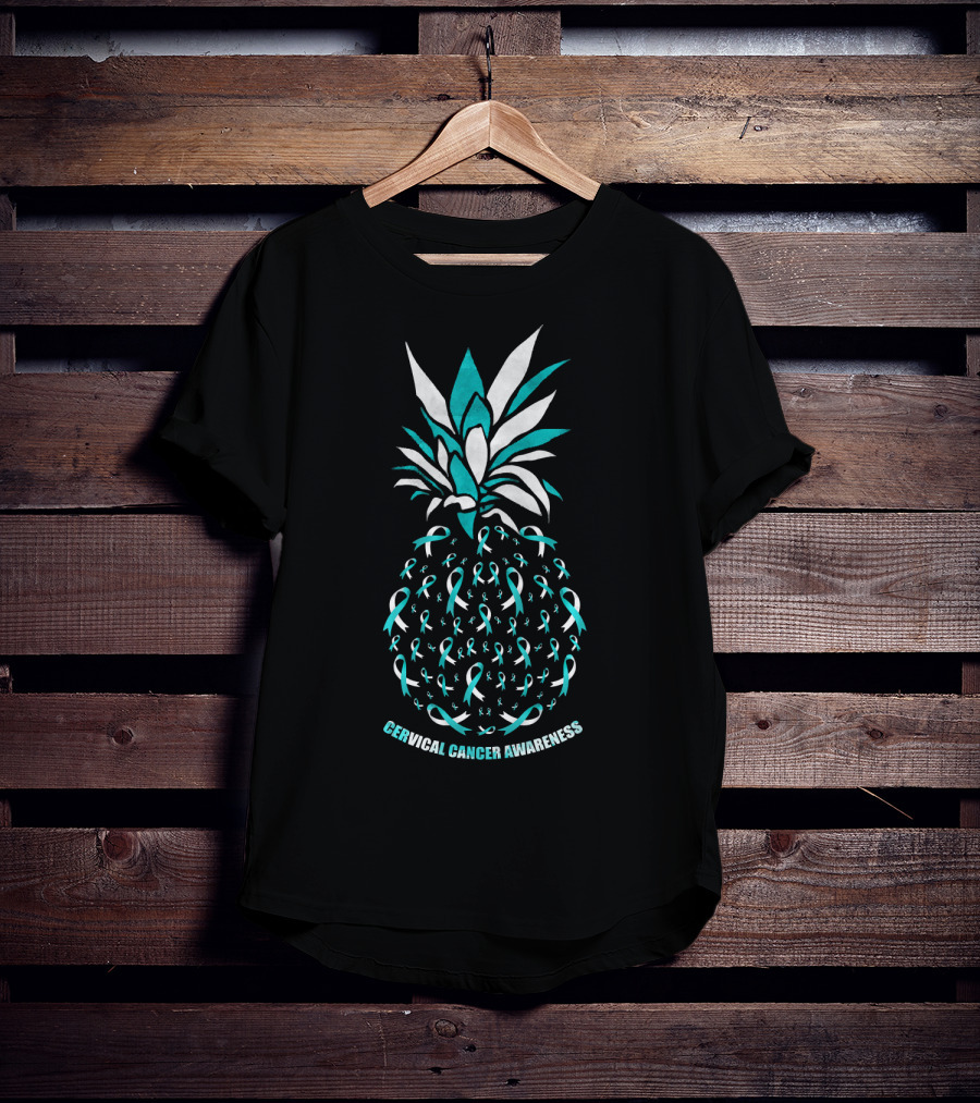 Cervical Cancer Awareness Pineapple With Ribbons T-Shirt