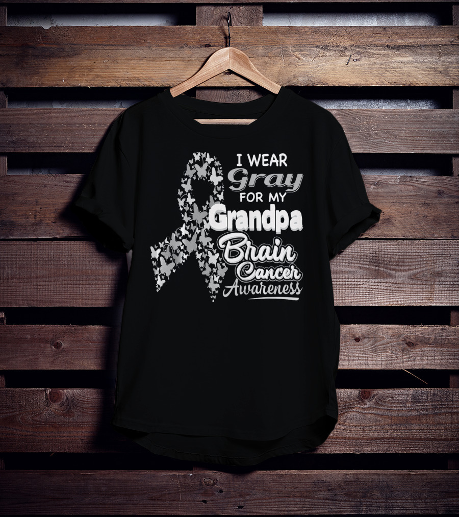 I Wear Gray For My Grandpa Brain Cancer Awareness T-Shirt