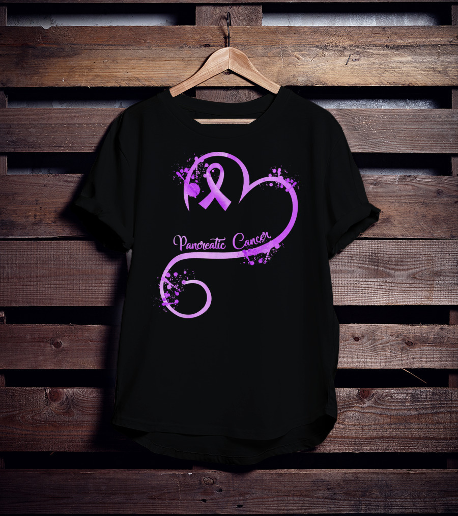 Heart Ribbon Pancreatic Cancer Awareness T-Shirt