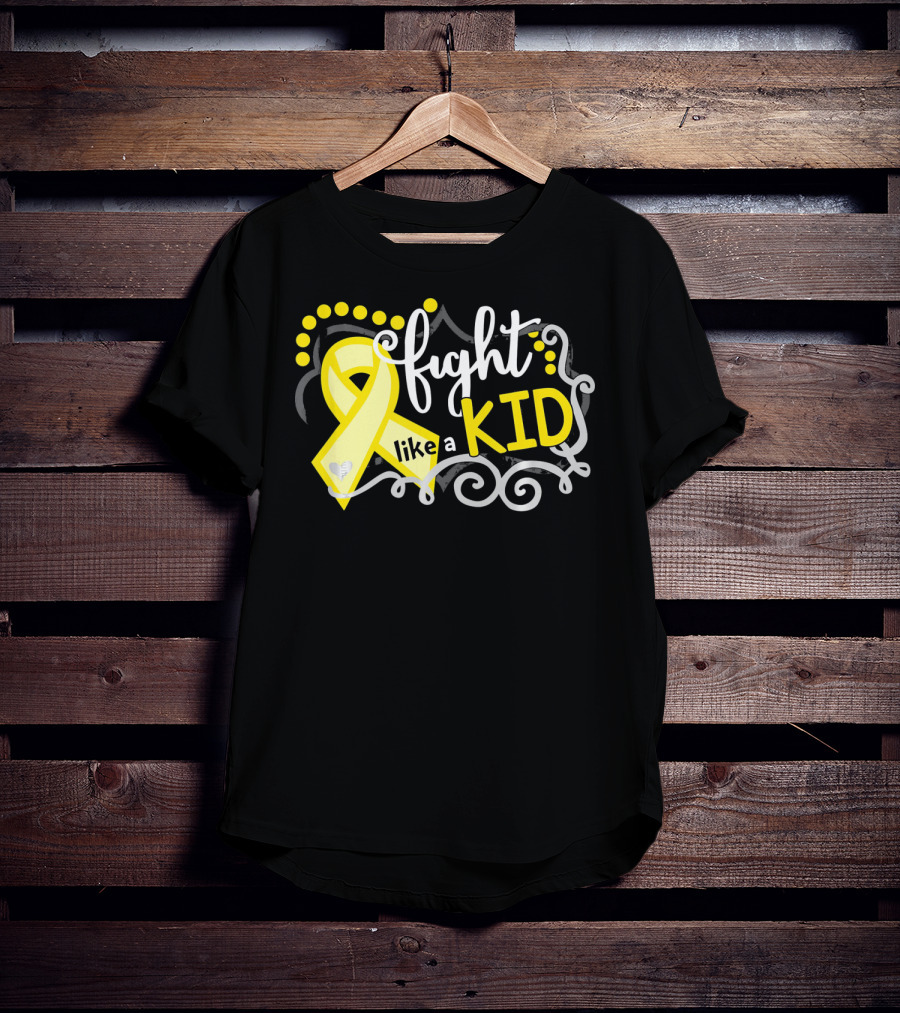 Fight Like A Kid Childhood Cancer Awareness Yellow T-Shirt