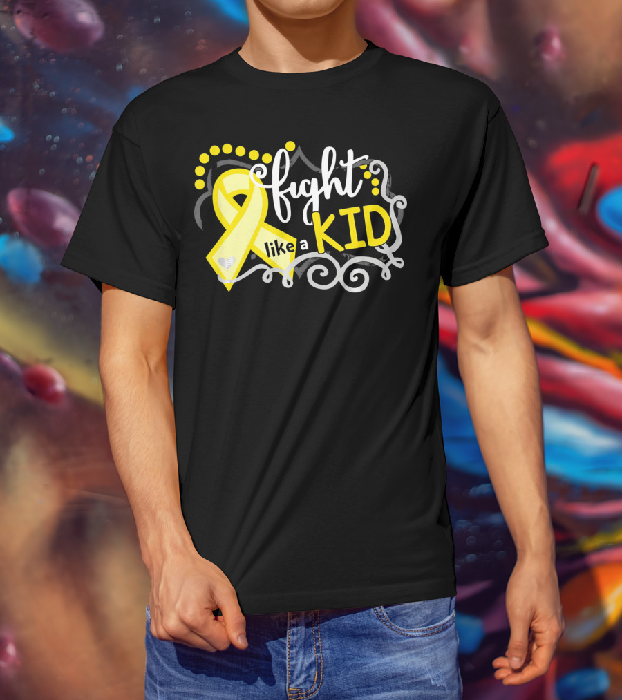 Fight Like A Kid Childhood Cancer Awareness Yellow T-Shirt