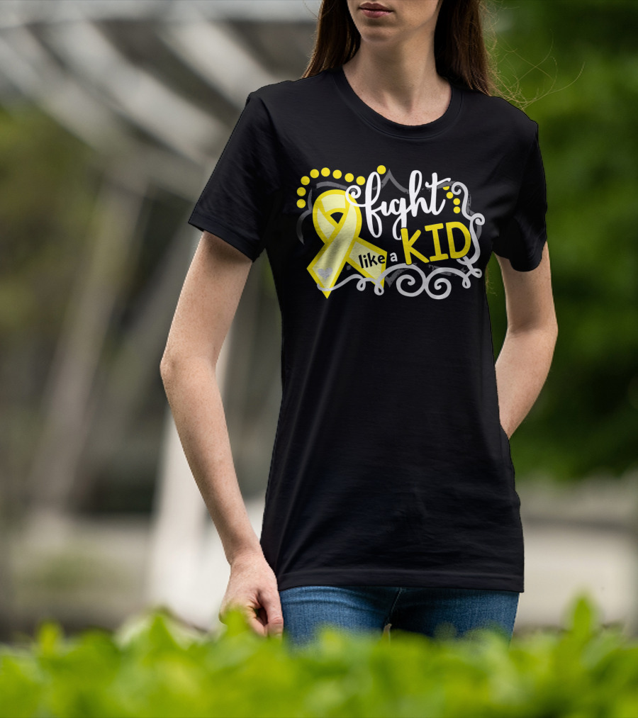 Fight Like A Kid Childhood Cancer Awareness Yellow T-Shirt