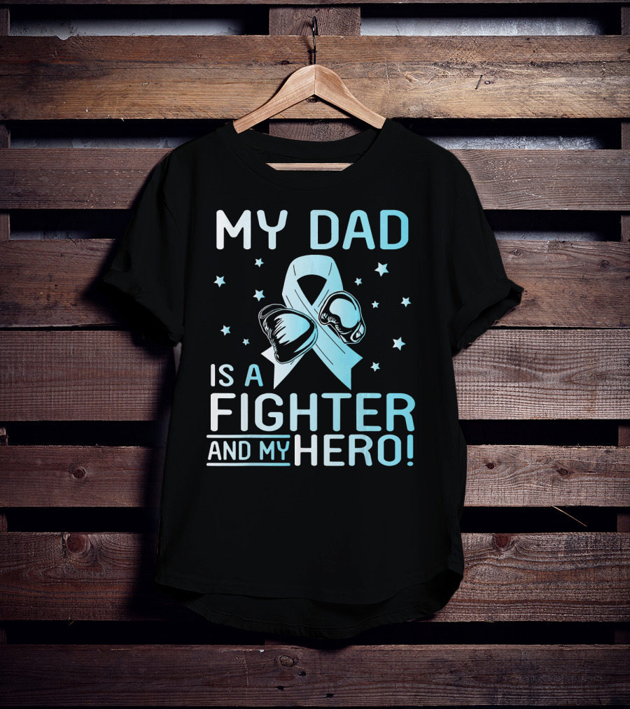My Dad Is A Fighter And My Hero Boxing Gloves Ribbon Stars T-Shirt