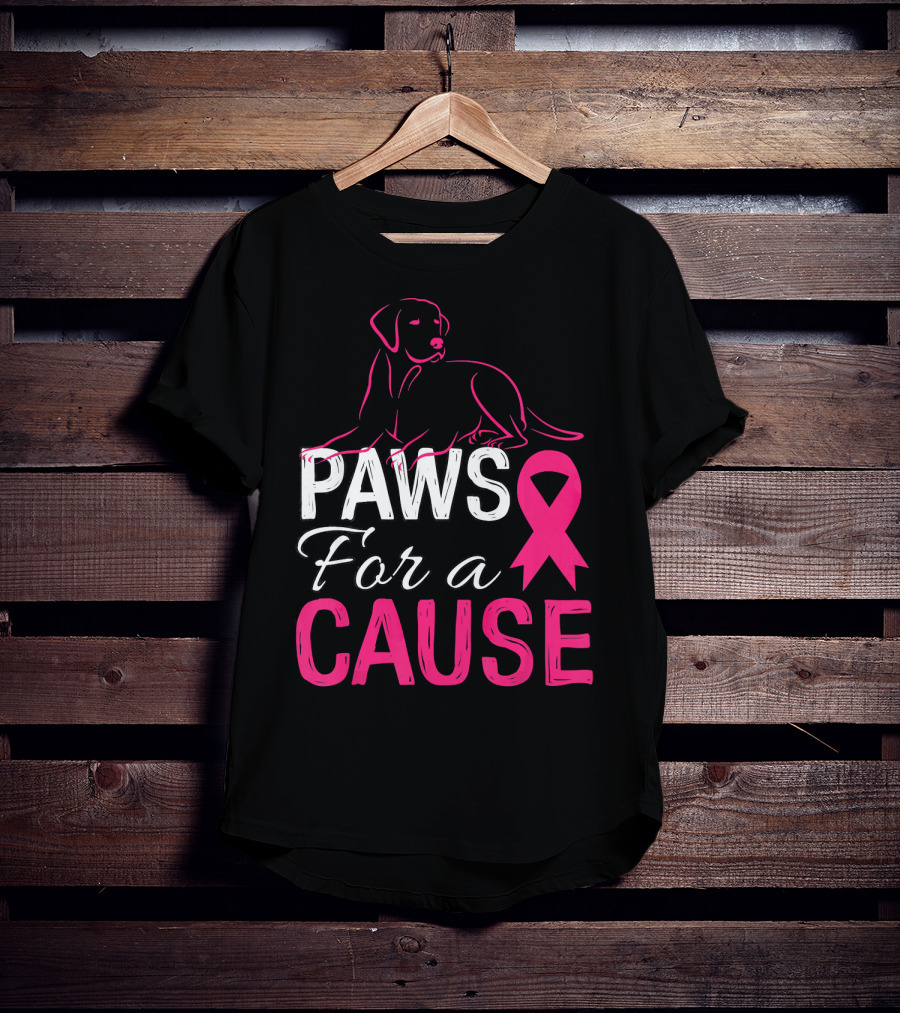Paws For A Cause Breast Cancer Awareness Pink T-Shirt