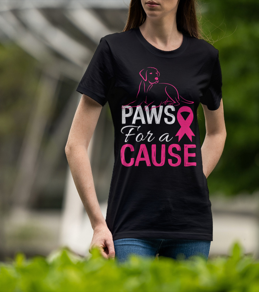 Paws For A Cause Breast Cancer Awareness Pink T-Shirt
