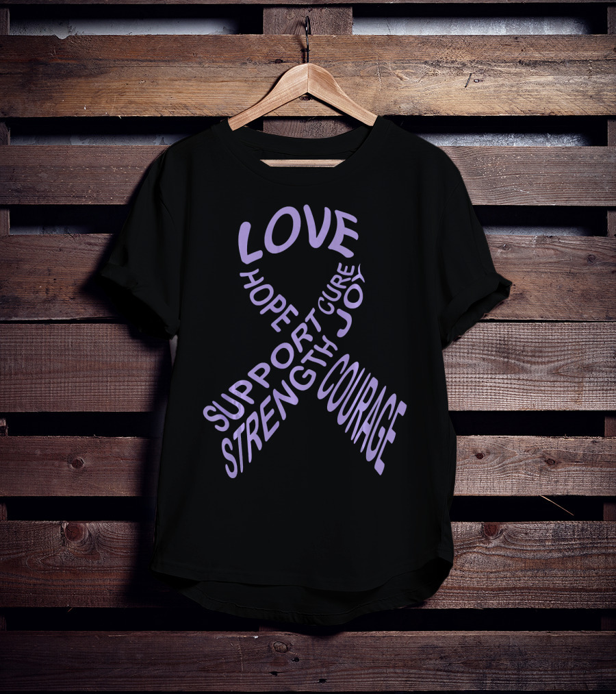 Love Hope Support Strength Courage Cure Joy Testicular Cancer Awareness Fight Cancer T-Shirt