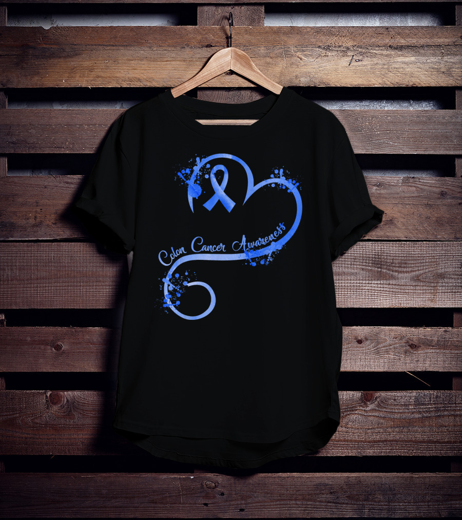 Heart Ribbon Colon Cancer Awareness T-Shirt