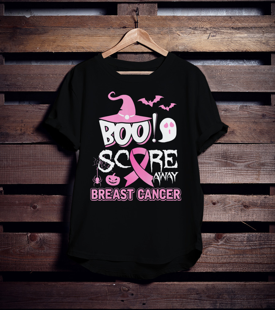 BOO Scare Away Breast Cancer Pink Ribbon Halloween T-Shirt