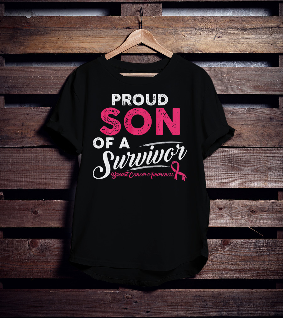 Proud Son Of A Survivor Breast Cancer Awareness T-Shirt
