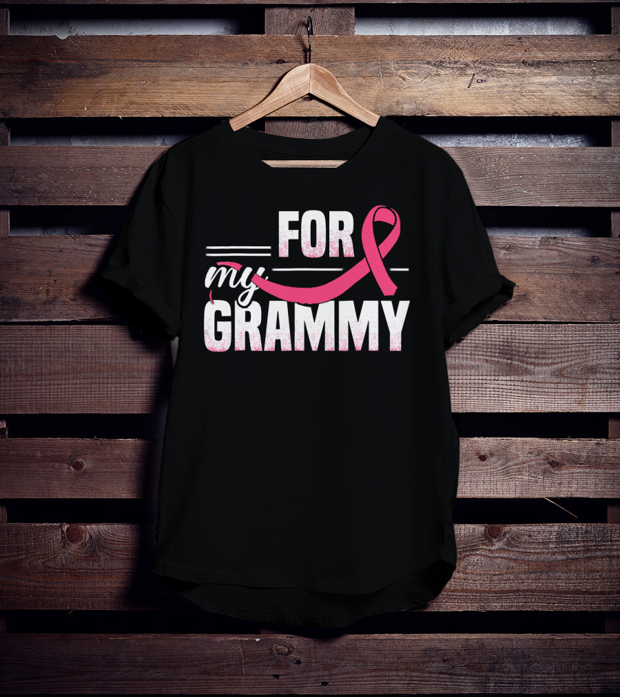 For My Grammy Pink Ribbon Breast Cancer Awareness T-Shirt