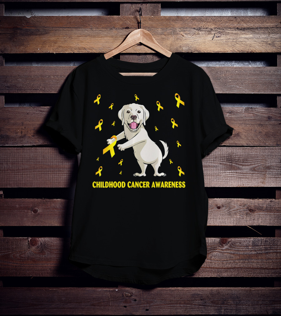 Childhood Cancer Awareness Flossing Labrador Gold T-Shirt