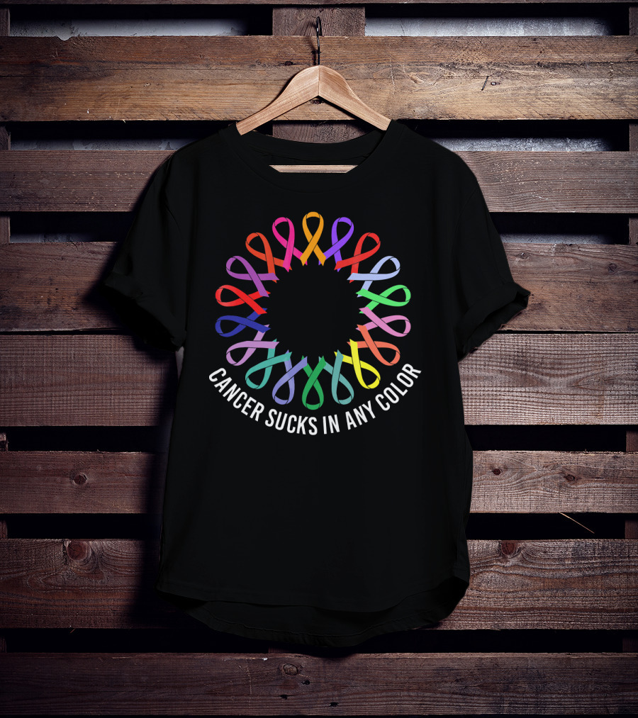 Cancer Sucks In Any Color Awareness Ribbons T-Shirt