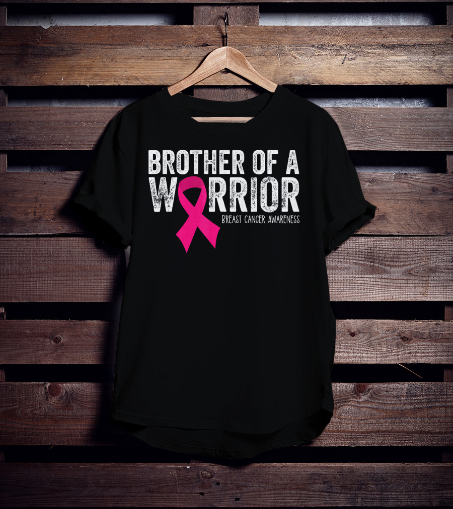 Brother Of A Warrior Pink Ribbon Breast Cancer Awareness T-Shirt