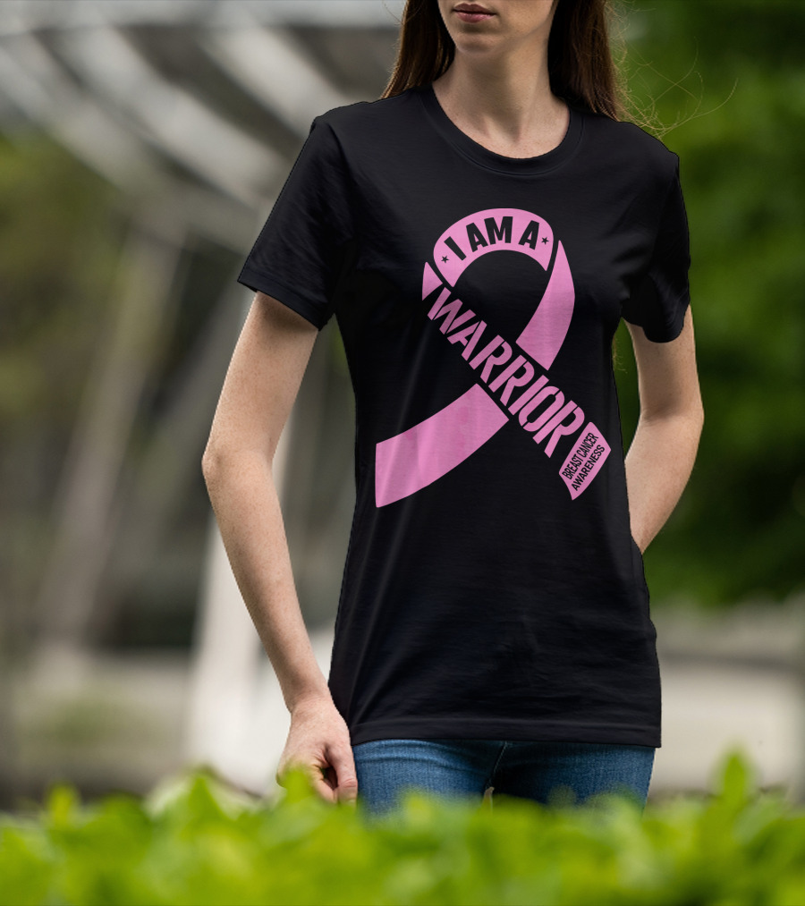I Am A Warrior Pink Ribbon Breast Cancer Awareness T-Shirt