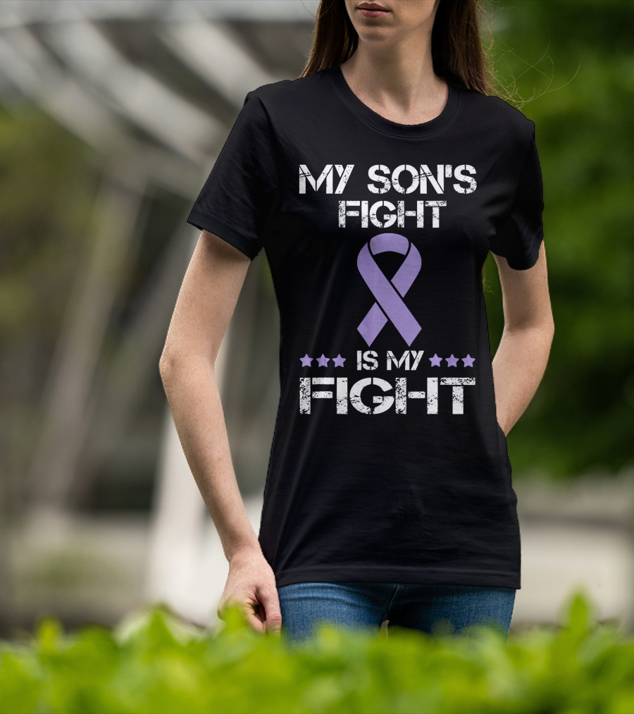 My Son's Fight Is My Fight Purple Ribbon Awareness T-Shirt
