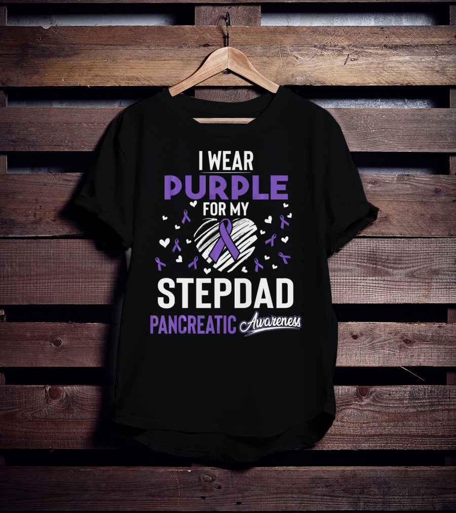 I Wear Purple For My Stepdad Pancreatic Awareness T-Shirt
