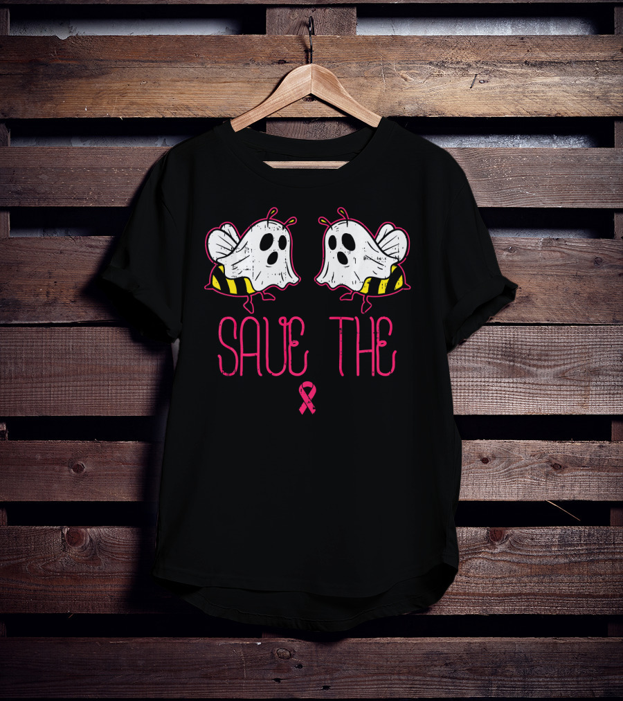 Save The Boo Bees Funny Halloween Breast Cancer Awareness T-Shirt