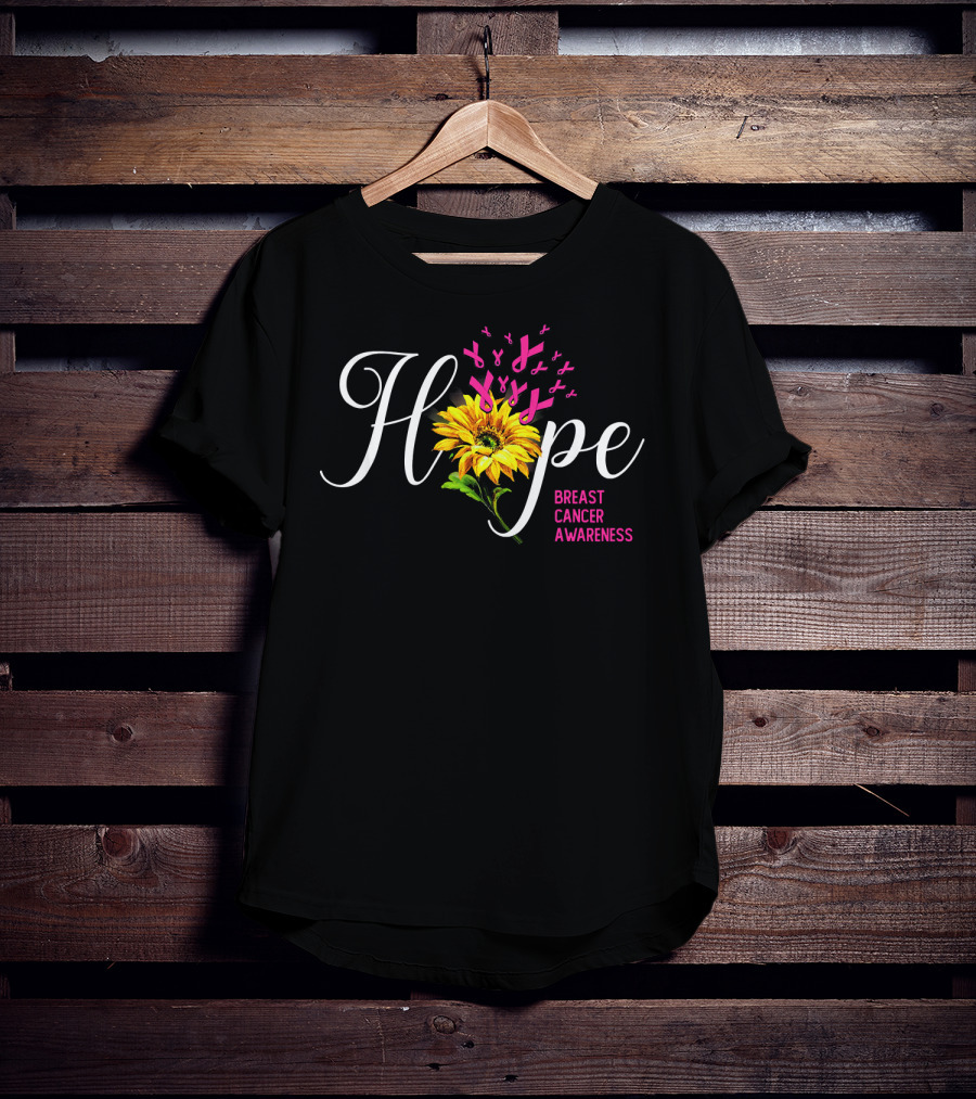 Hope Sunflower Breast Cancer Awareness T-Shirt