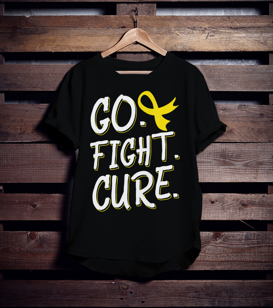 Go Fight Cure Childhood Cancer Gold Ribbon Awareness T-Shirt