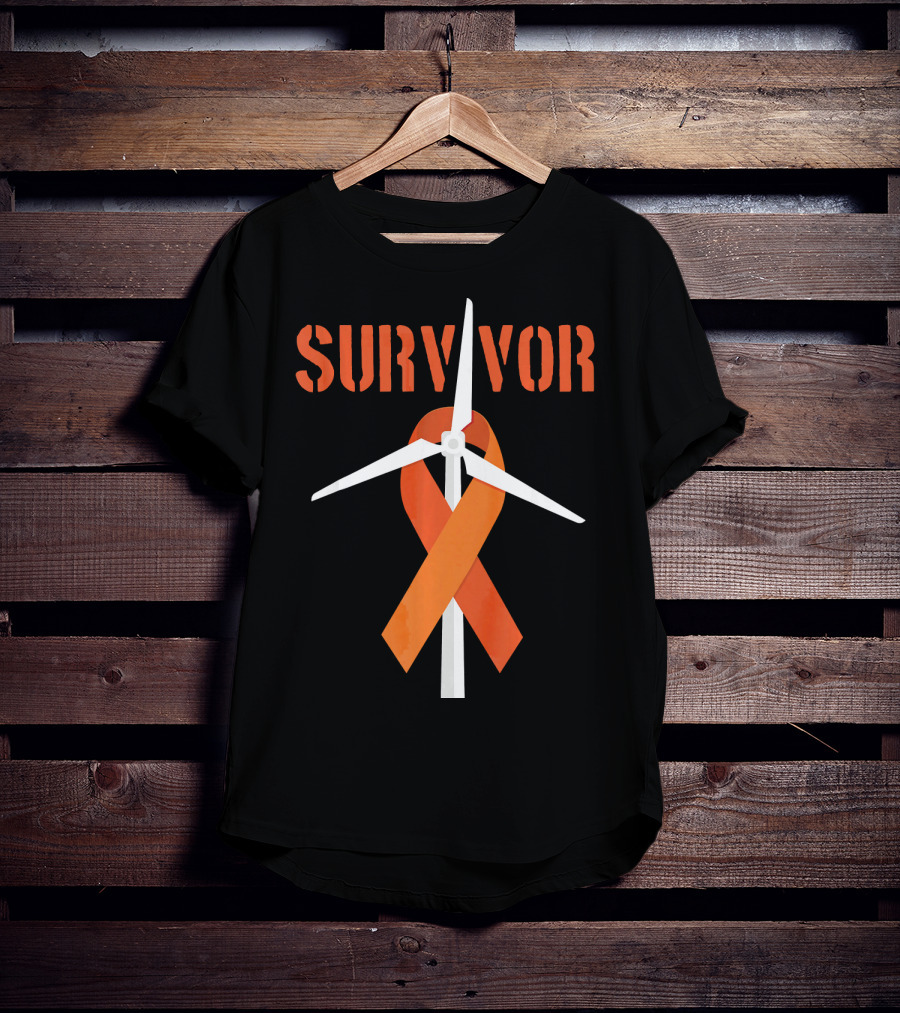 Survivor Windmill Orange Ribbon Cancer Awareness T-Shirt