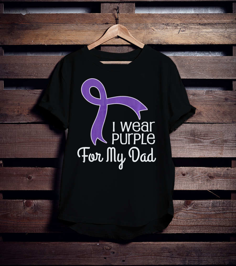 I Wear Purple Ribbon For My Dad Alzheimer's Lupus Pancrea T-Shirt