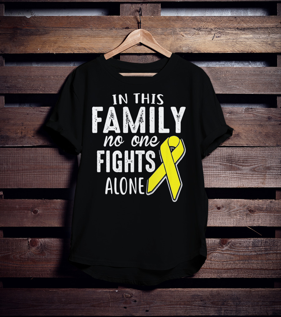 In This Family No One Fights Alone Yellow Ribbon Sarco T-Shirt