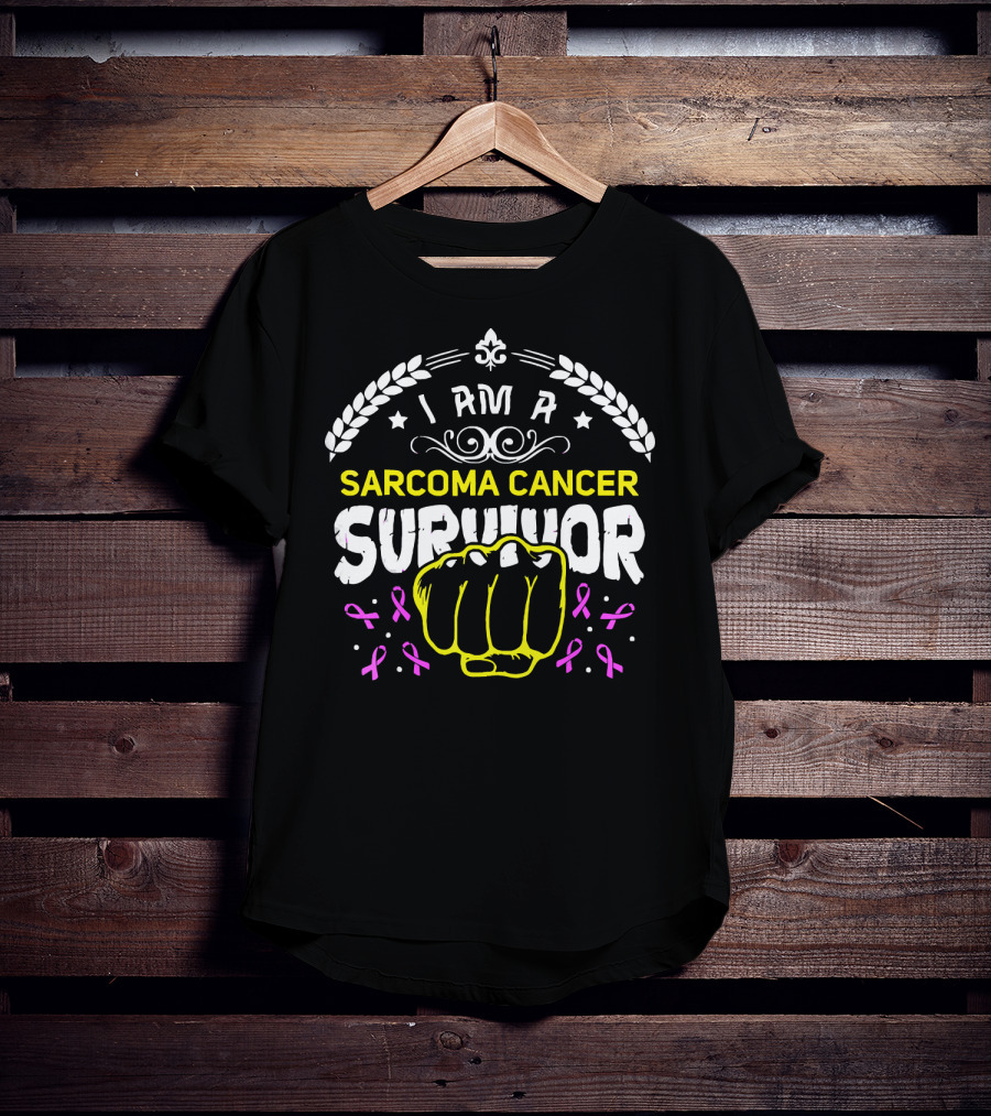 I Am A Sarcoma Cancer Survivor Fighting Spirit With Pink Ribbons T-Shirt