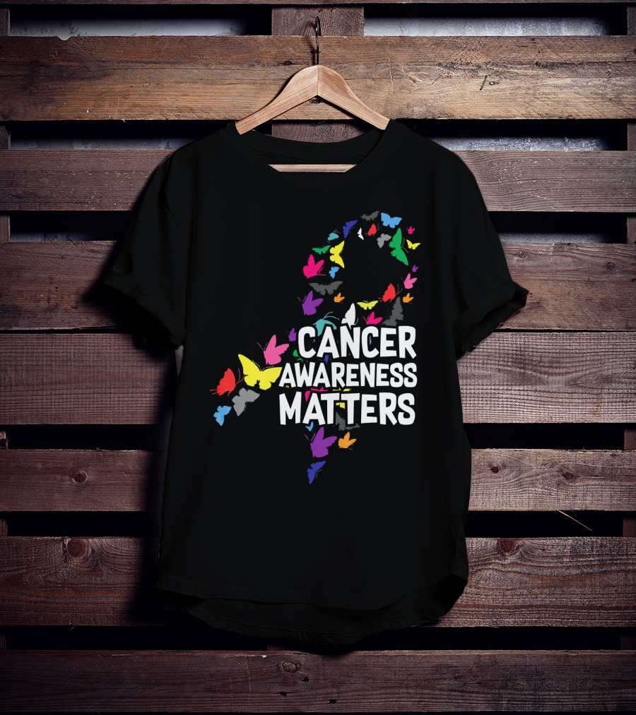 Cancer Awareness Matters Butterfly Ribbon T-Shirt