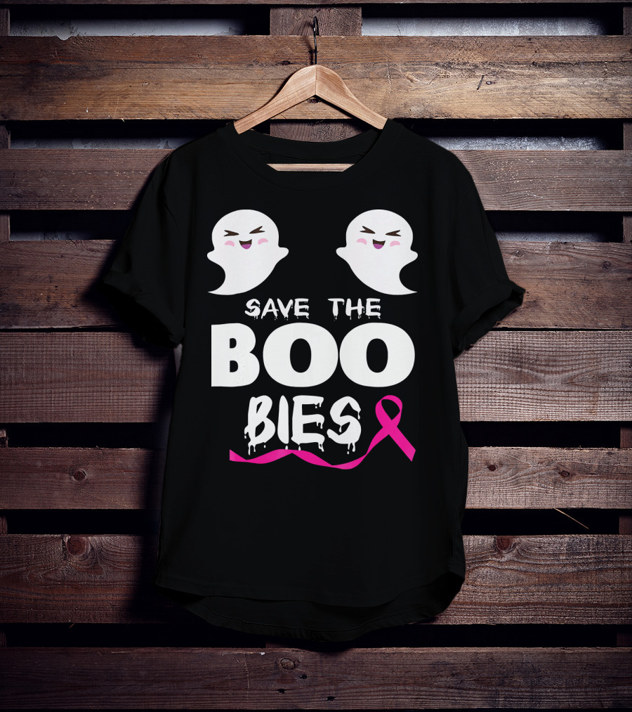 Save The BOO Bies Ghosts Pink Ribbon Breast Cancer Support T-Shirt