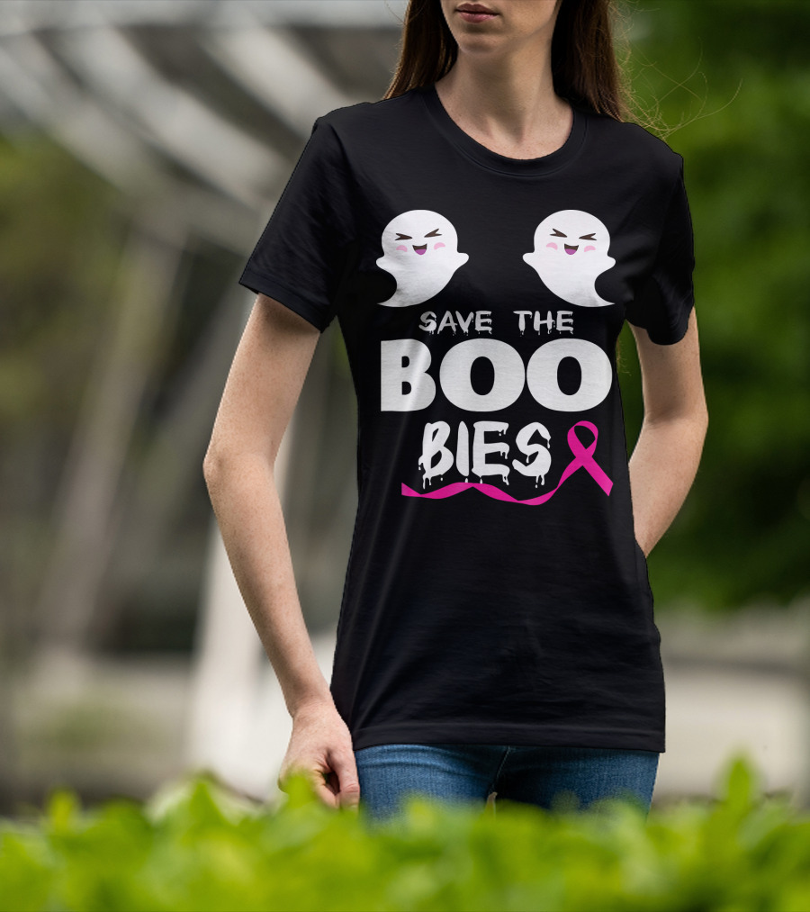 Save The BOO Bies Ghosts Pink Ribbon Breast Cancer Support T-Shirt