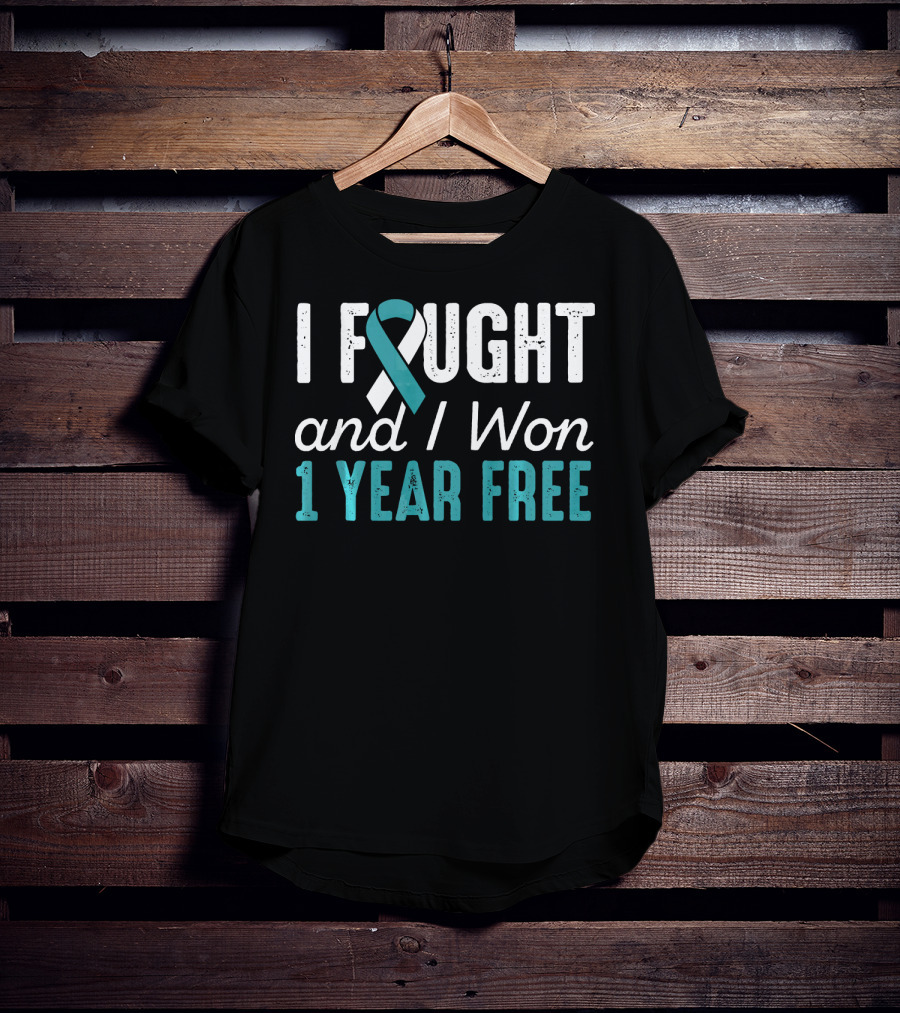 I Fought And I Won 1 Year Free Cervical Cancerversary T-Shirt