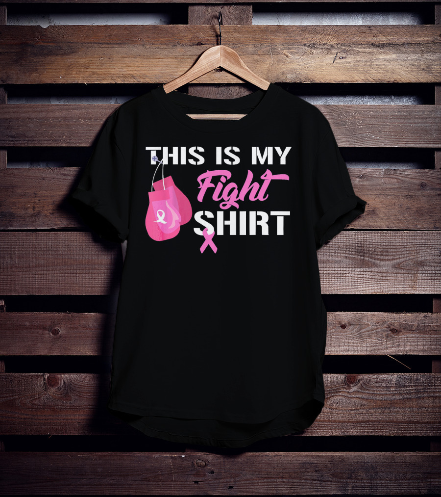 THIS IS MY FIGHT SHIRT Breast Cancer Awareness Pink Ribbon Boxing Gloves T-Shirt