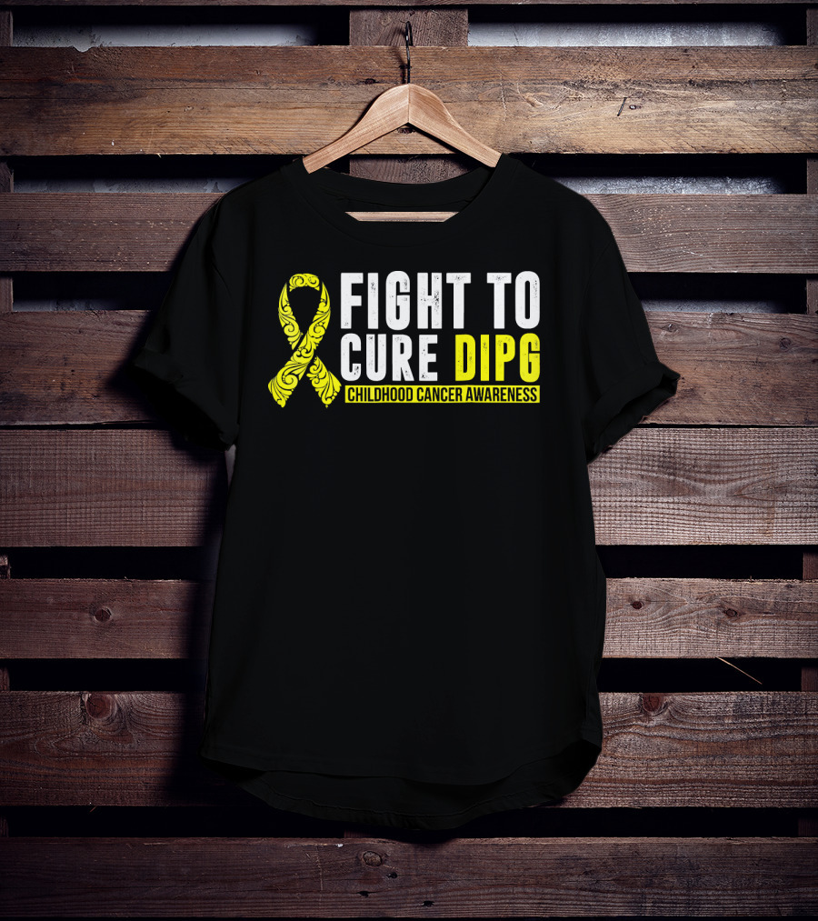 Fight To Cure DIPG Childhood Cancer Awareness Yellow T-Shirt