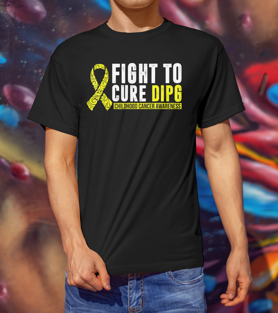 Fight To Cure DIPG Childhood Cancer Awareness Yellow T-Shirt