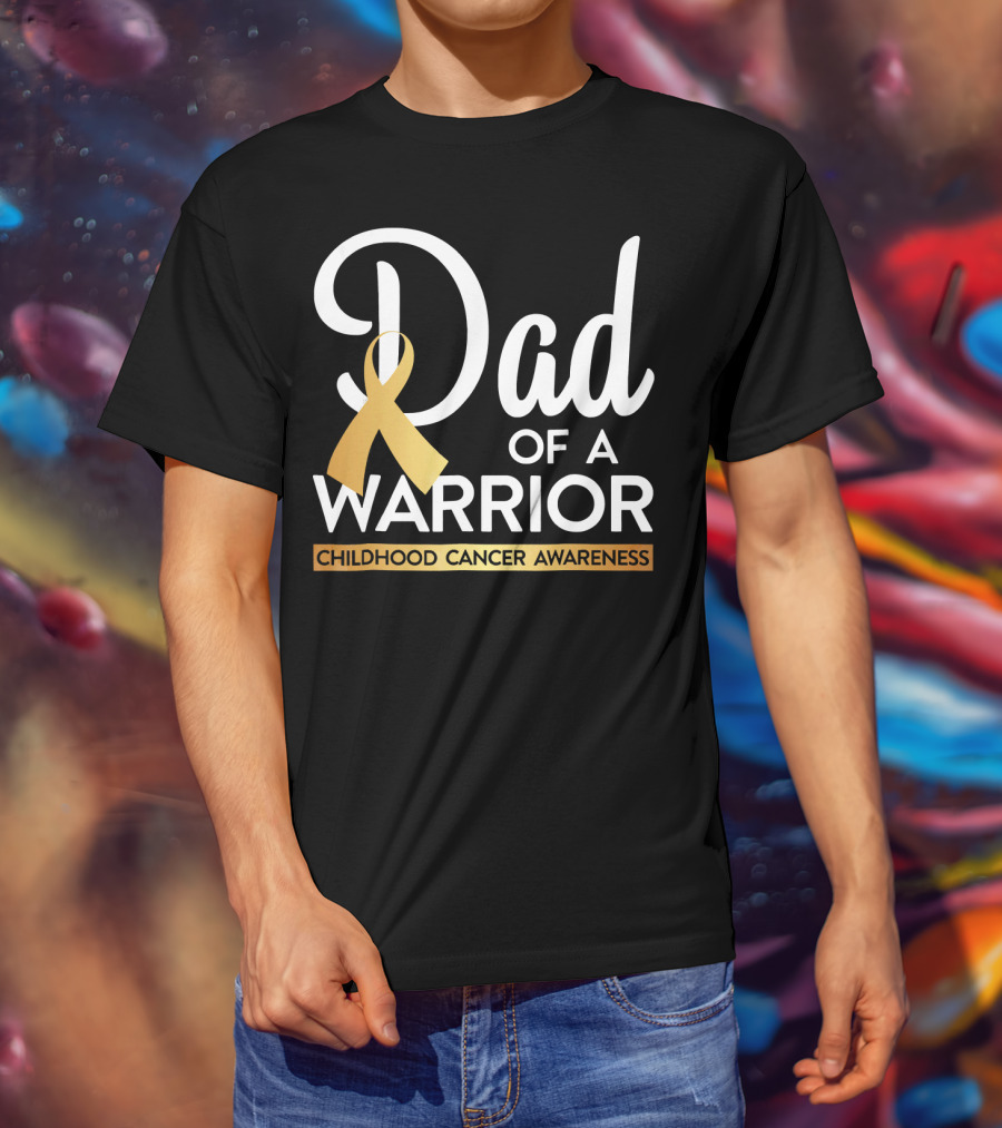 Dad Of A Warrior Childhood Cancer Awareness T-Shirt