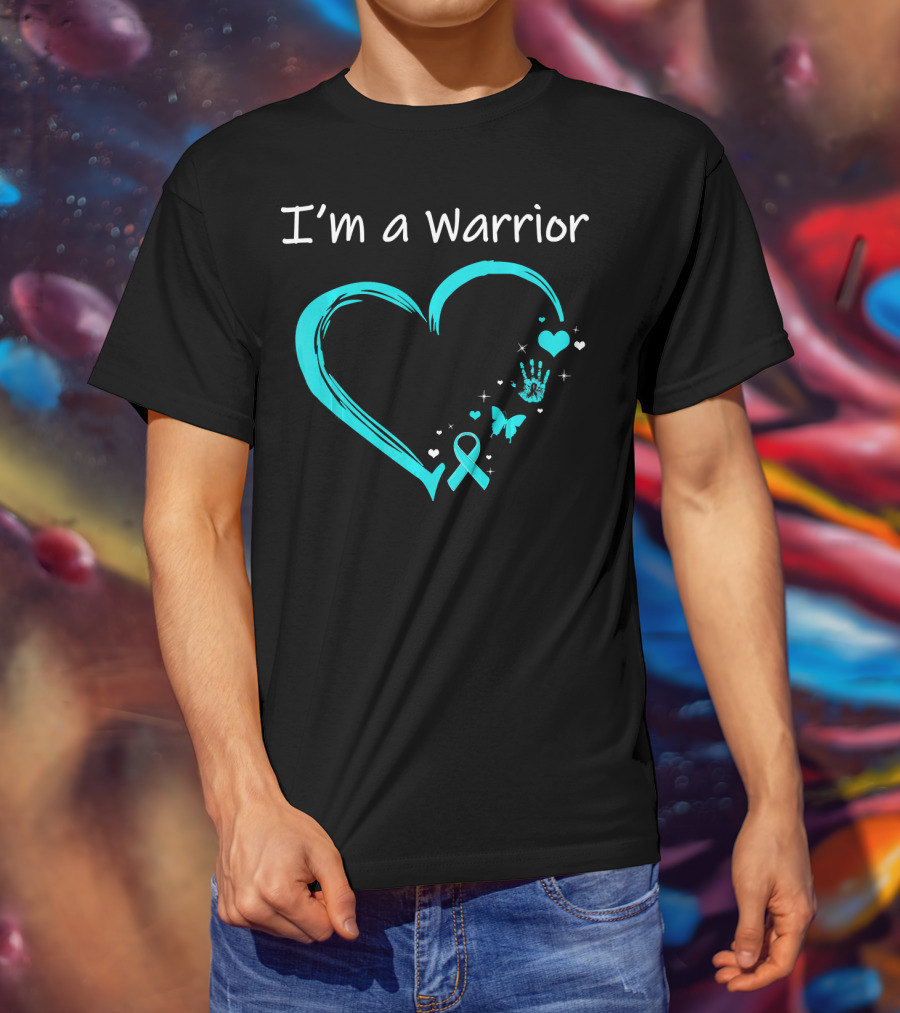 I'm A Warrior Ovarian Cancer Heart Awareness T-Shirt