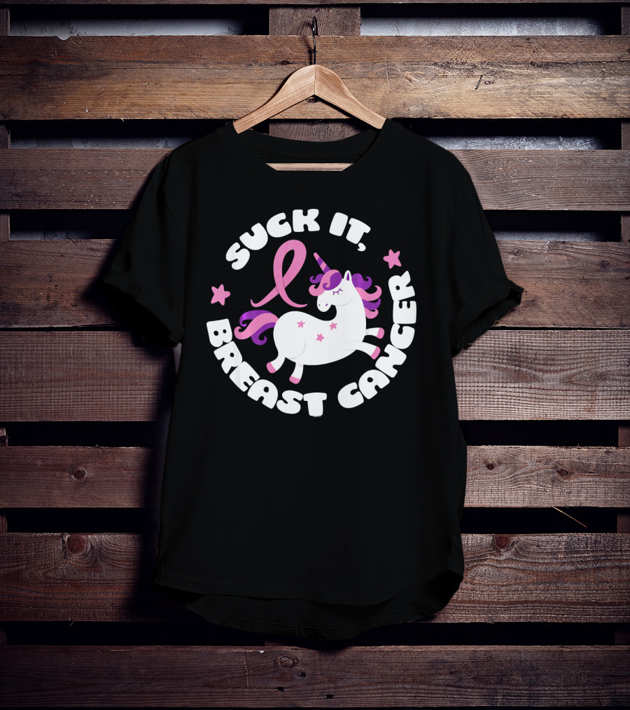 Suck It Breast Cancer Unicorn Pink T-Shirt