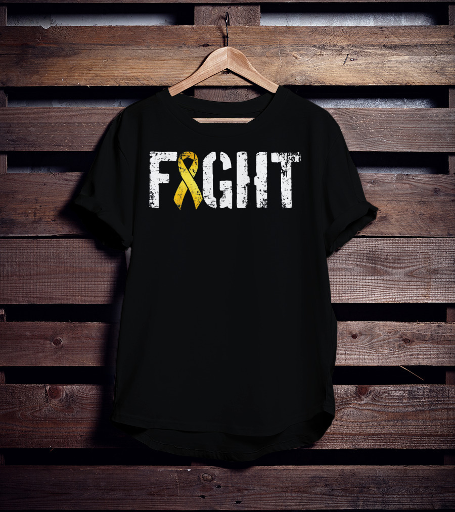 Fight Childhood Cancer Yellow Ribbon Military Style Go T-Shirt