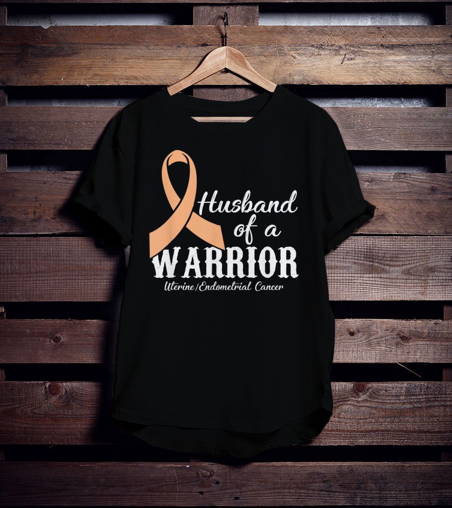 Husband Of A Warrior Uterine Endometrial Cancer T-Shirt