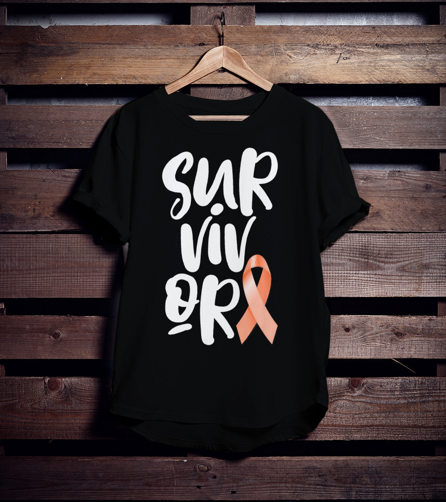 Survivor Uterine Cancer Peach Ribbon Awareness T-Shirt