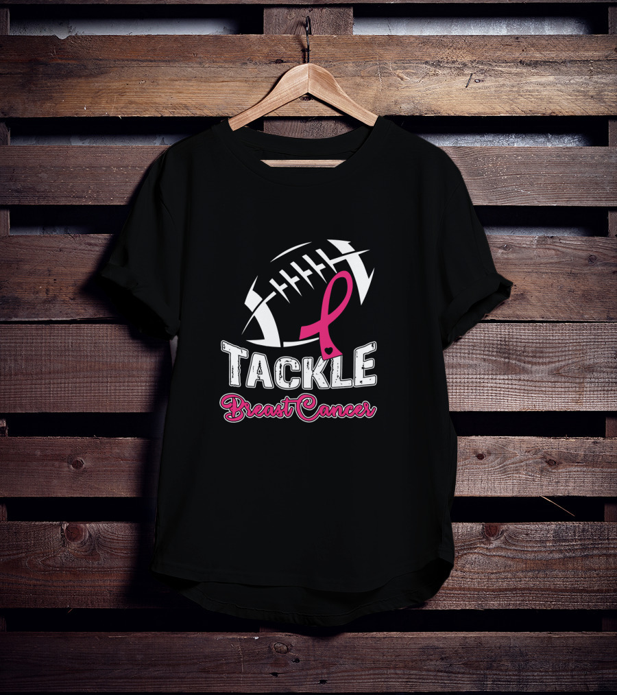 Tackle Breast Cancer Awareness Football T-Shirt