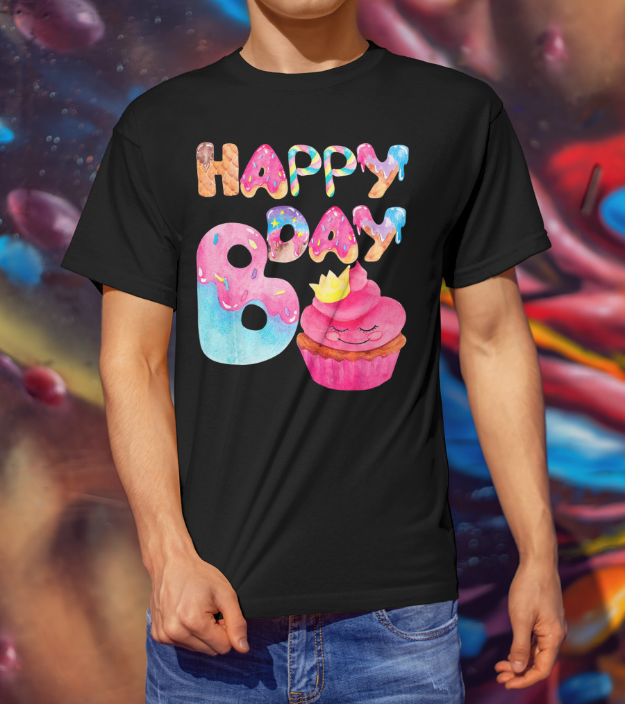 Happy Bday Cupcake Donut Themed Birthday T-Shirt