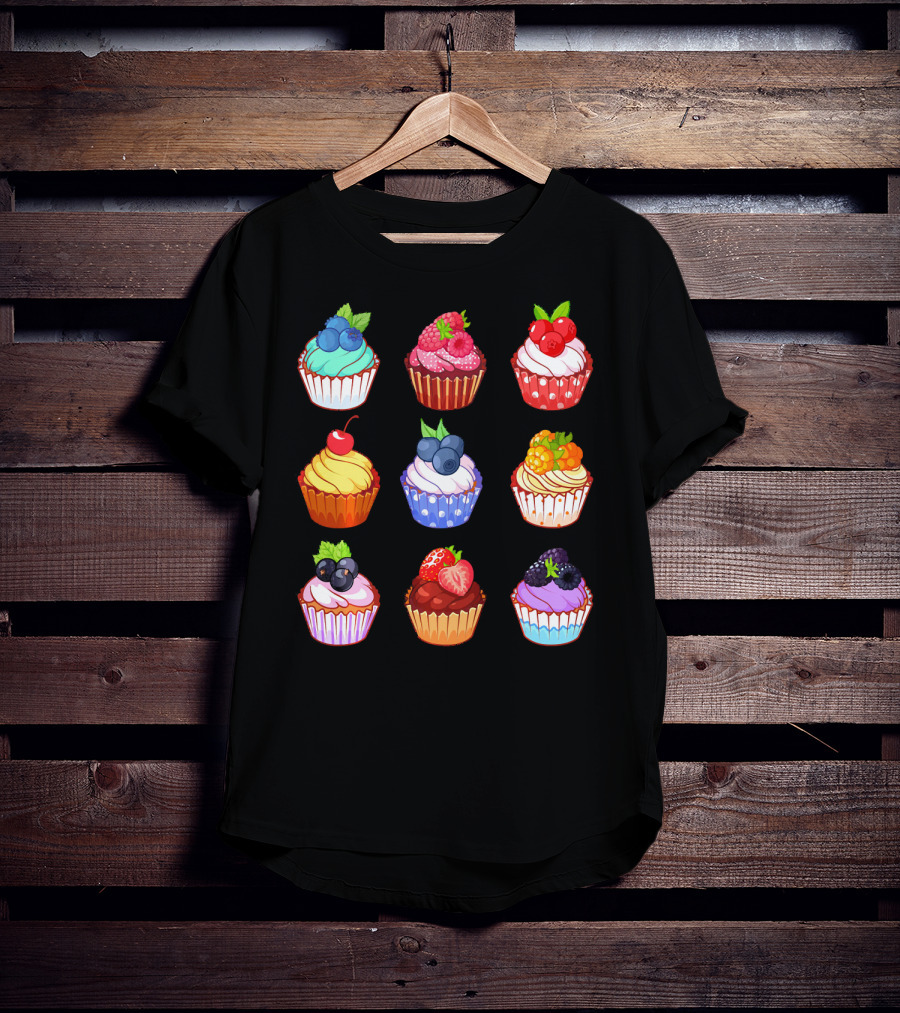 Yummy Cupcake Dessert Challenge Berry Toppings Collection T-Shirt