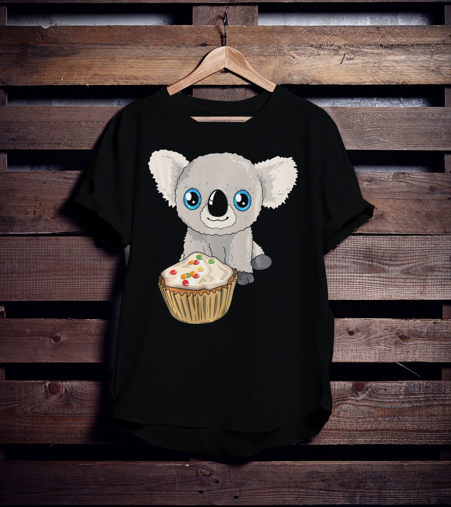 Cute Baby Koala With Cupcake Birthday T-Shirt