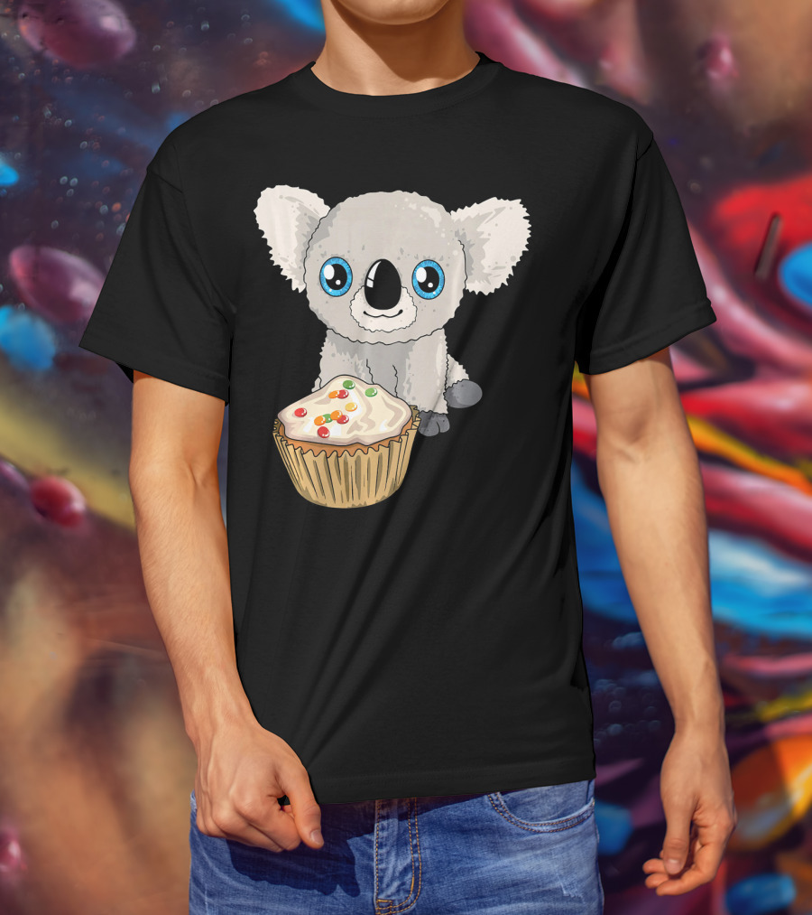 Cute Baby Koala With Cupcake Birthday T-Shirt