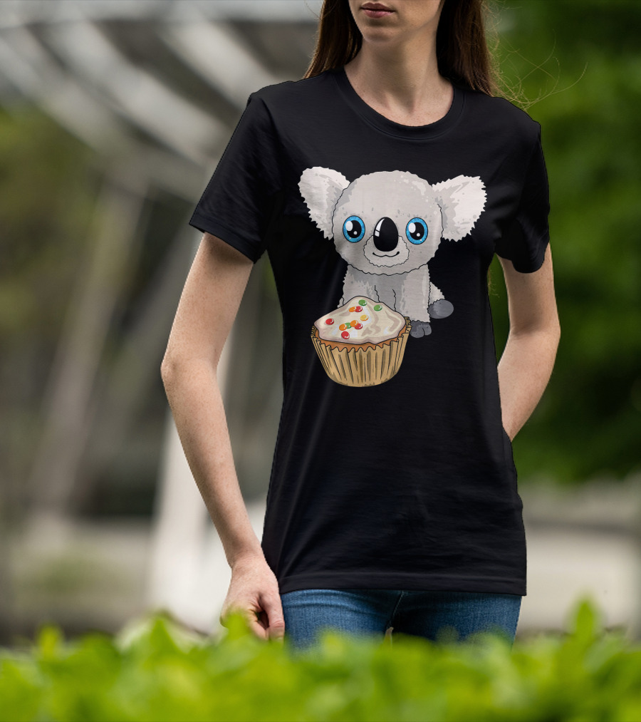 Cute Baby Koala With Cupcake Birthday T-Shirt