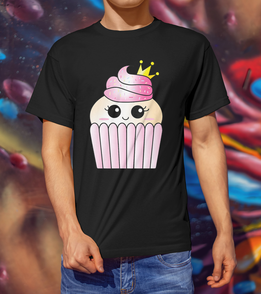 Sweet Pink Cupcake Muffin Queen Kawaii Crown T-Shirt