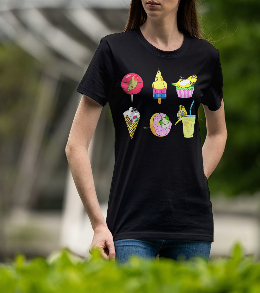 Sweet Ice Cream Lollipop Lemonade Donut Cup Parrot Treats T-Shirt